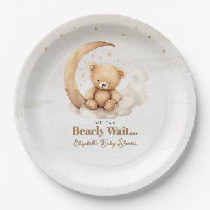Assiettes En Carton Baby shower d'ours en peluche Brown neutre pour le