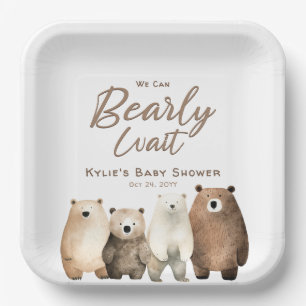 Assiettes En Carton Baby shower d'ours en peluche d'attente neutre