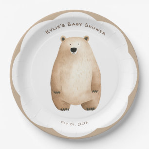 Assiettes En Carton Baby shower d'ours en peluche d'attente neutre