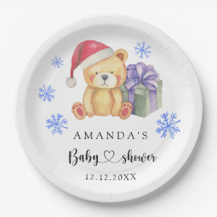 Assiettes En Carton Baby shower d'ours en peluche d'hiver