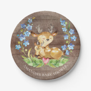 Assiettes En Carton Baby shower doux 7" de cerfs communs plat