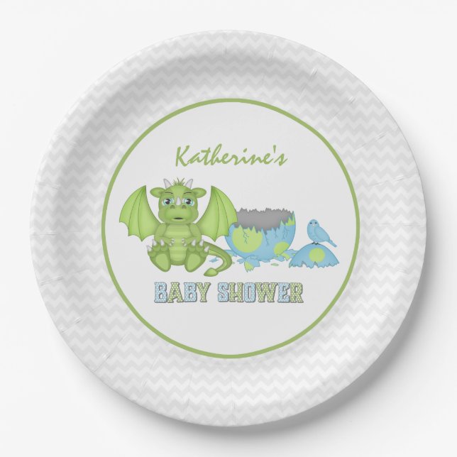 Assiettes En Carton Baby shower Dragon (Devant)