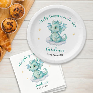 Assiettes En Carton Baby shower Dragon mou