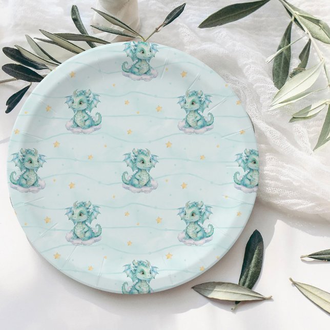 Assiettes En Carton Baby shower Dragon mou (Créateur téléchargé)