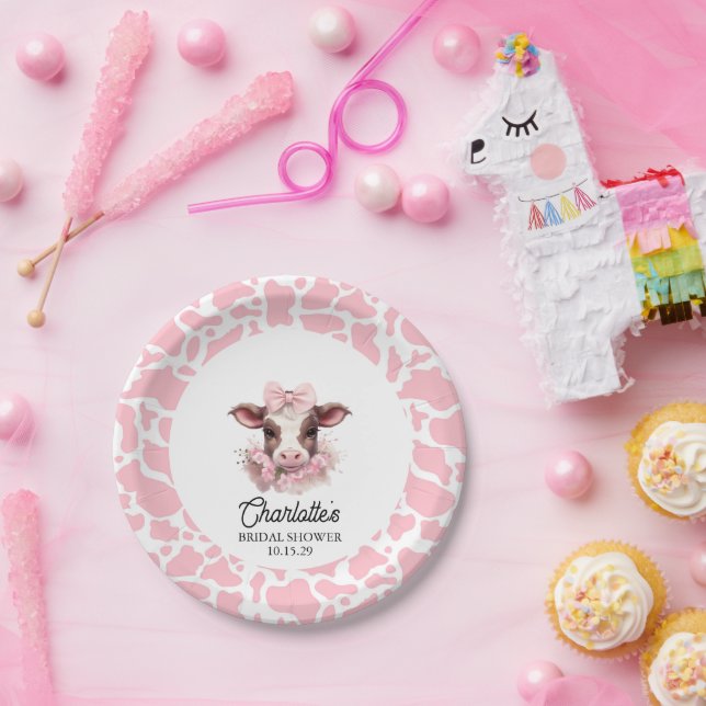 Assiettes En Carton Baby shower du Boho Rose de la Vache Sainte (Fête)
