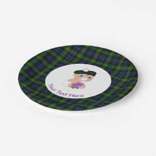 Assiettes En Carton Baby shower écossais Tartan Thistle Flower Cute