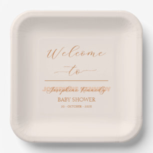 Assiettes En Carton Baby Shower Élégant Minimaliste et Neutre