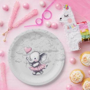 Assiettes En Carton Baby shower éléphant