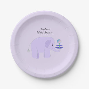 Assiettes En Carton Baby shower Eléphant Violet