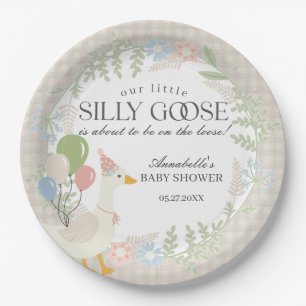 Assiettes En Carton Baby shower En vichy floral beige soie oie