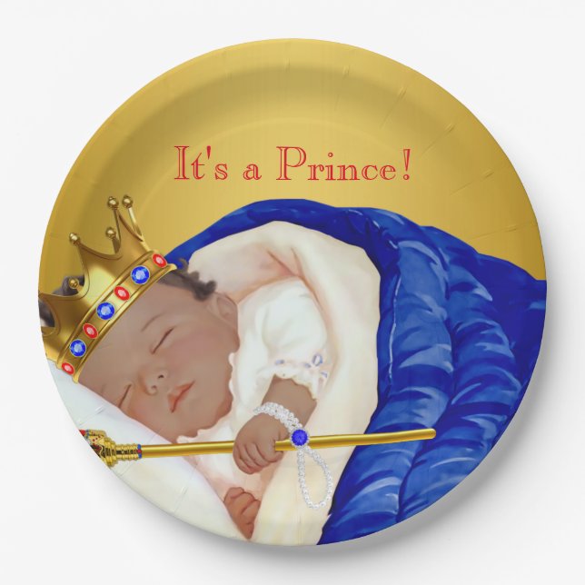 Assiettes En Carton Baby shower Ethnic Royal Prince (Devant)