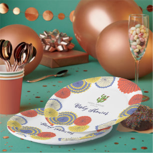 Assiettes En Carton Baby shower Festif Mexicain en papier Ventilateur 