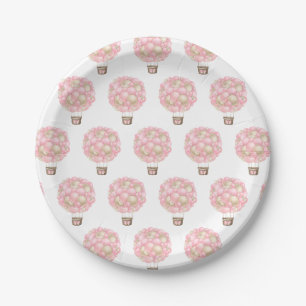 Assiettes En Carton Baby shower Fille Balloon Rose Hot Air