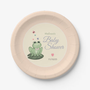 Assiettes En Carton Baby-Shower Fille Bébé Grenouille Rose Fantaisiste