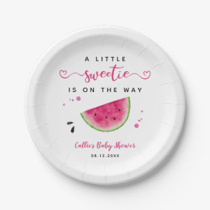 Assiettes En Carton Baby shower fille de pastèque rose lunaire