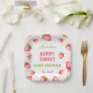 Assiettes En Carton Baby shower Fille fraise