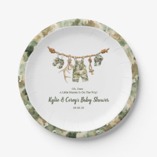 Assiettes En Carton Baby-Shower Fille Garçon Camouflage Linge de Chass