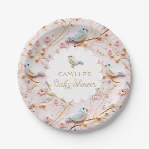 Assiettes En Carton Baby shower Fille Jardin Rose Floral