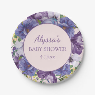 Assiettes En Carton Baby Shower Fille Violet Rose Jaune Floral