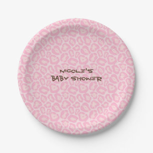 Assiettes En Carton Baby Shower Filles Safari Rose Chita Léopard