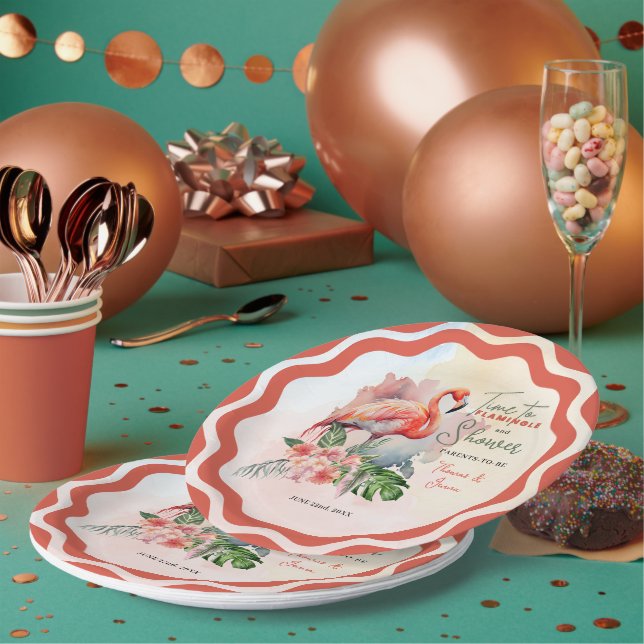 Assiettes En Carton Baby shower Flamant rose (Multi)