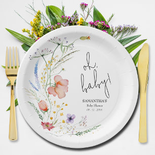Assiettes En Carton Baby shower fleur sauvage