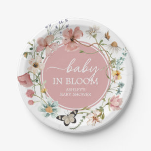 Assiettes En Carton Baby shower Fleur sauvage bébé en fleurs