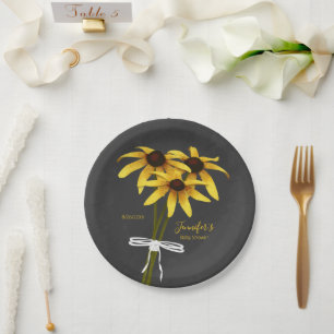 Assiettes En Carton baby shower fleur sauvage Black Eyed Susan