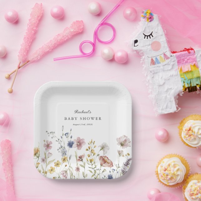 Assiettes En Carton Baby shower Fleur sauvage Boho Fresh (Fête)