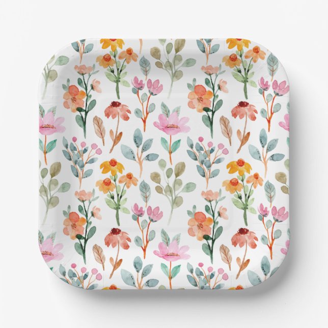 Assiettes En Carton Baby shower Fleur sauvage mignon Petit Lapin (Recto)