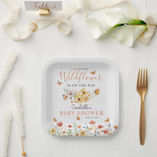 Assiettes En Carton Baby shower Fleur sauvage rustique petit Fleur sau (Mariage)