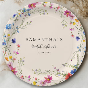 Assiettes En Carton Baby Shower Fleurs de Mariée Moderne 