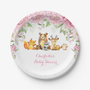 Assiettes En Carton Baby shower floral 7" de région boisée de roses