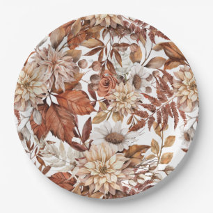 Assiettes En Carton Baby shower floral de l'aquarelle d'automne