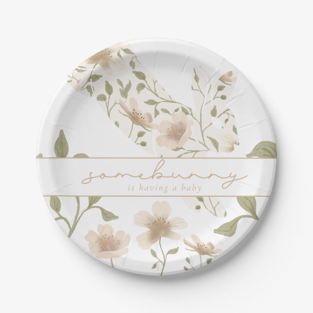 Assiettes En Carton Baby shower floral de Pâques de printemps (Devant)