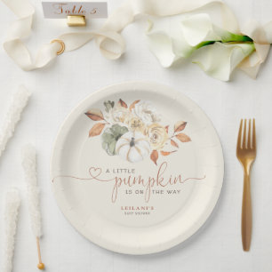 Assiettes En Carton Baby shower floral de petite aquarelle Citrouille