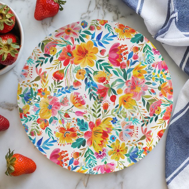 Assiettes En Carton Baby shower Floral Fiesta (Créateur téléchargé)