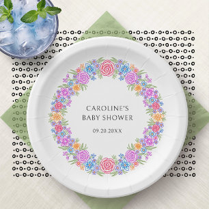 Assiettes En Carton Baby shower floral Fiesta Vivid