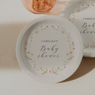 Assiettes En Carton Baby shower Floral fleur sauvage Boho