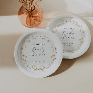 Assiettes En Carton Baby shower Floral fleur sauvage Boho