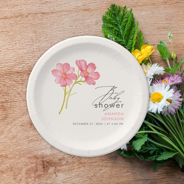 Assiettes En Carton Baby shower floral Fleur sauvage de Bohême (Créateur téléchargé)