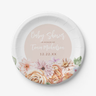 Assiettes En Carton Baby shower floral neutre