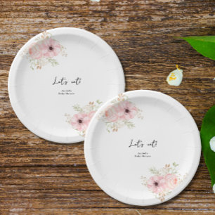 Assiettes En Carton Baby shower floral rose