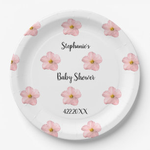 Assiettes En Carton Baby shower Floral rose Petunia Motif Artsy Cute
