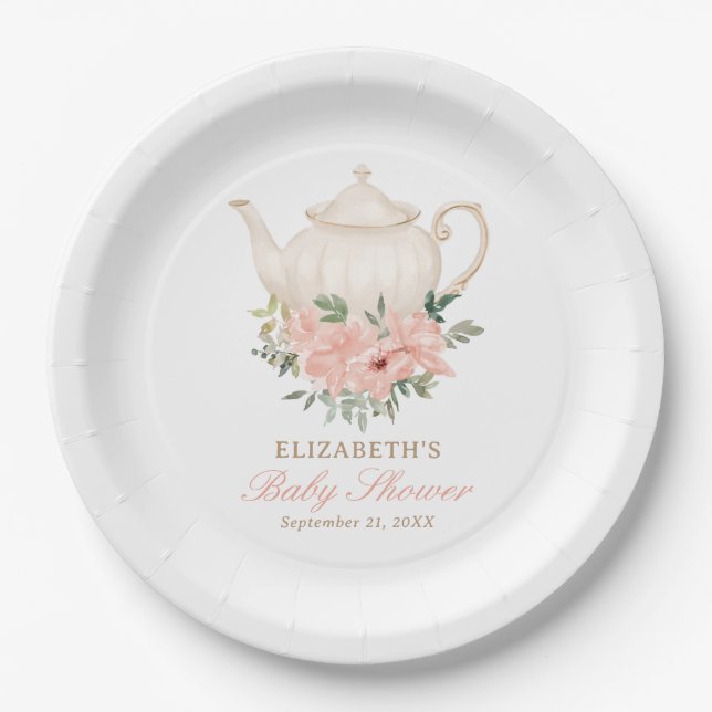 Assiettes En Carton Baby shower Floral Tea Party (Devant)