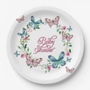 ASSIETTES EN CARTON BABY SHOWER FLORALE DE COURBES DE PRINTEMPS