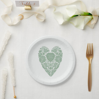 Assiettes En Carton Baby shower folk flower heart garden Paper Plate
