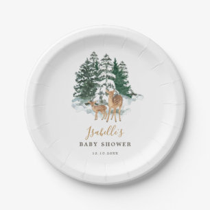 Assiettes En Carton Baby shower forestier d'hiver