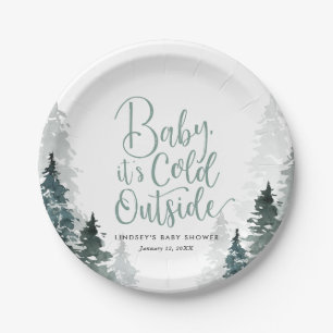 Assiettes En Carton Baby shower forestier d'hiver