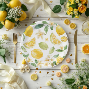 Assiettes En Carton Baby Shower Fruit Jaune Élégant 